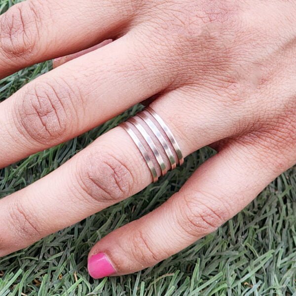 female band ring for girls in silver