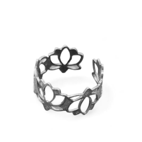 Handmade ring in silver lotus design