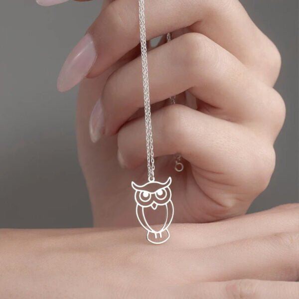 Silver Owl Pendant Simple Design