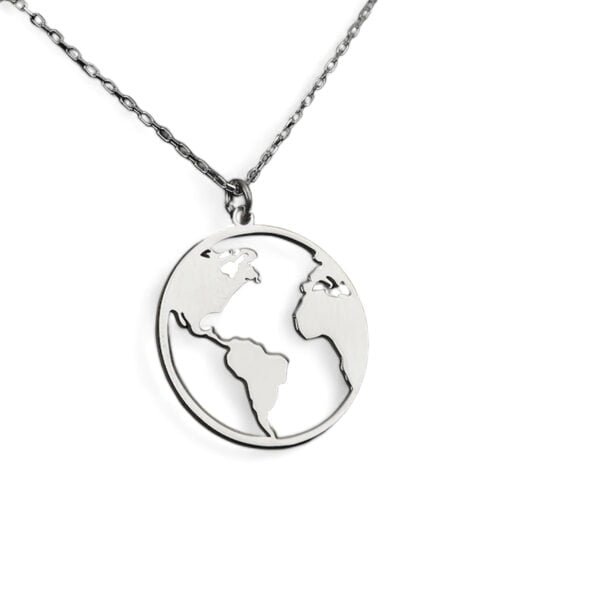 World Map Silver Pendant