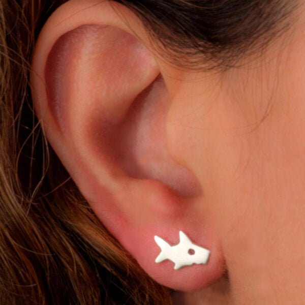 Baby Shark Silver Earrings