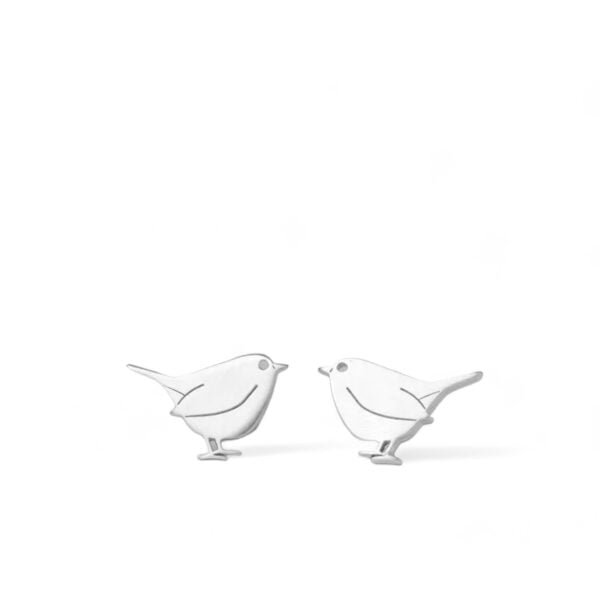 Silver Ear Studs for Girls Sparrow Design