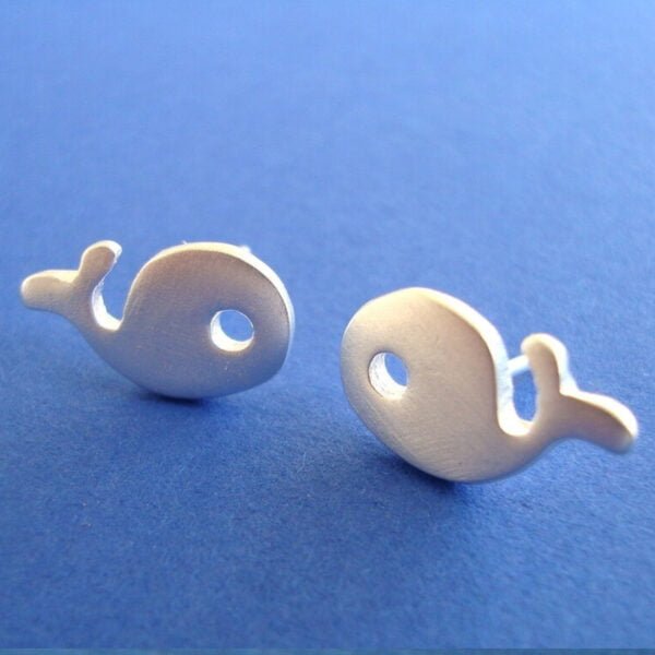 Small Silver Ear Studs Fish Design