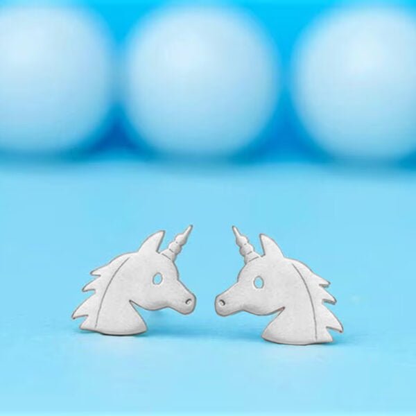 Cute Unicorn Earrings in Silver