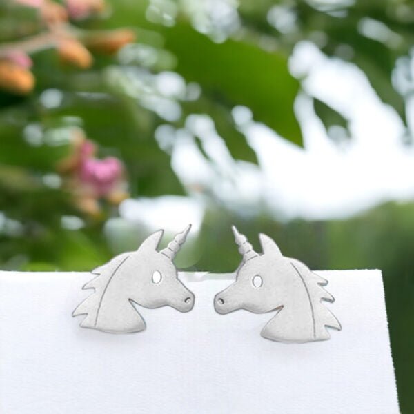 Cute Unicorn Earrings in Silver