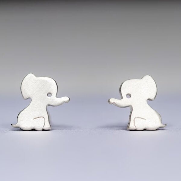 Silver Earrings Baby Elephant Design