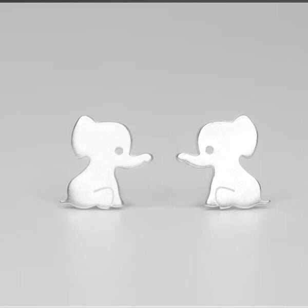 Silver Earrings Baby Elephant Design