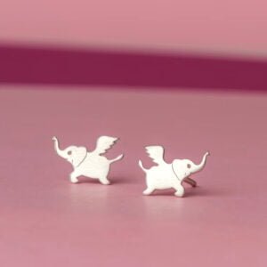 Cute Tiny Elephant Earrings in Silver