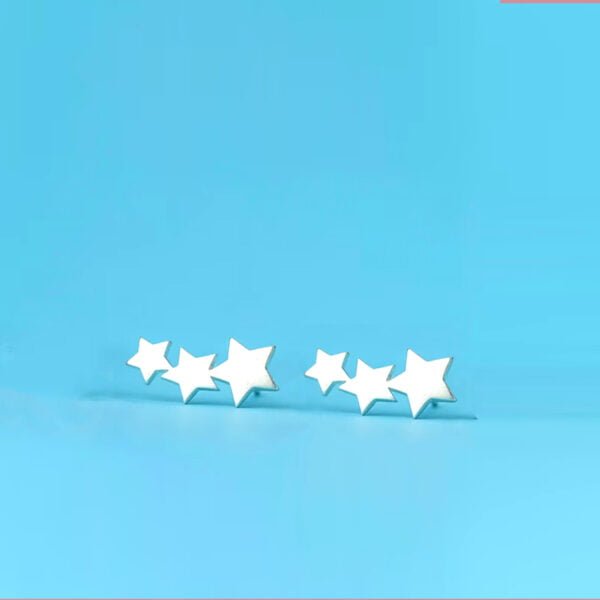 Tiny Silver Star Design Earrings