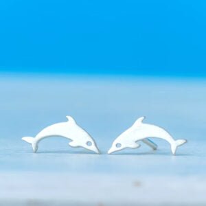 Cute Silver Earrings Dolphin Design
