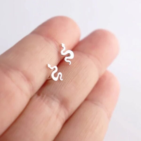 Tiny Silver Earrings Snake Design