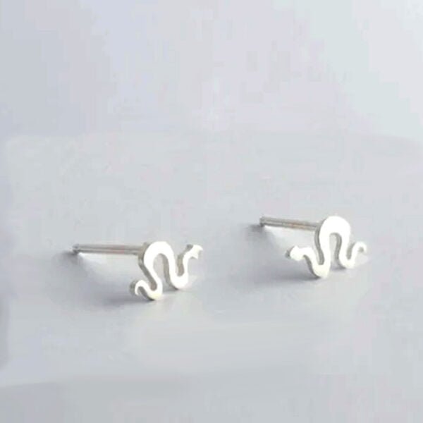 Tiny Silver Earrings Snake Design