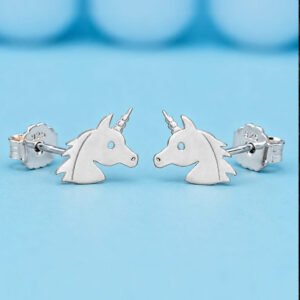 Cute Unicorn Earrings in Silver