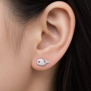 Small Silver Ear Studs Fish Design