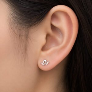 Tiny Silver Earrings Snake Design