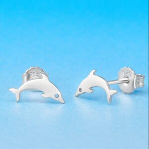 Cute Silver Earrings Dolphin Design