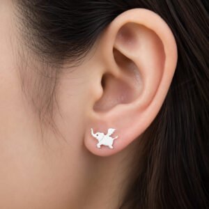 Cute Tiny Elephant Earrings in Silver