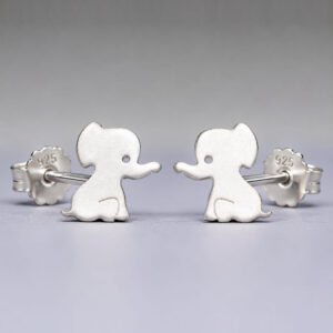 Silver Earrings Baby Elephant Design