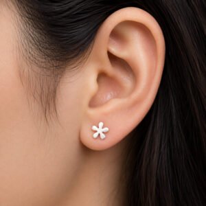 Baby Flower Earrings in Silver