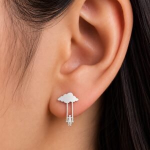 long silver earrings for Girls