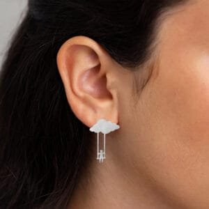 long silver earrings for Girls