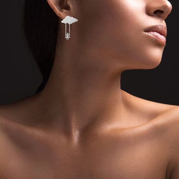 long silver earrings for Girls
