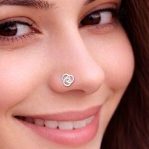 Celtic knot Round Shape Simple Nose Pin in Silver Handmade