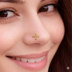 Flower Design Little Silver Nose Pin for Girls Handmade