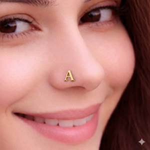Alphabet A Silver Nose Pin with No Piercing Design Handmade