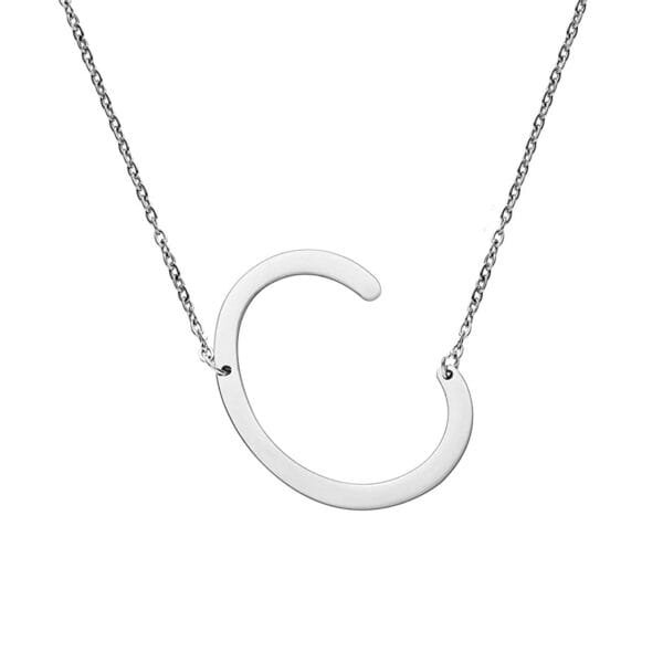 Silver Alphabet Pendant C