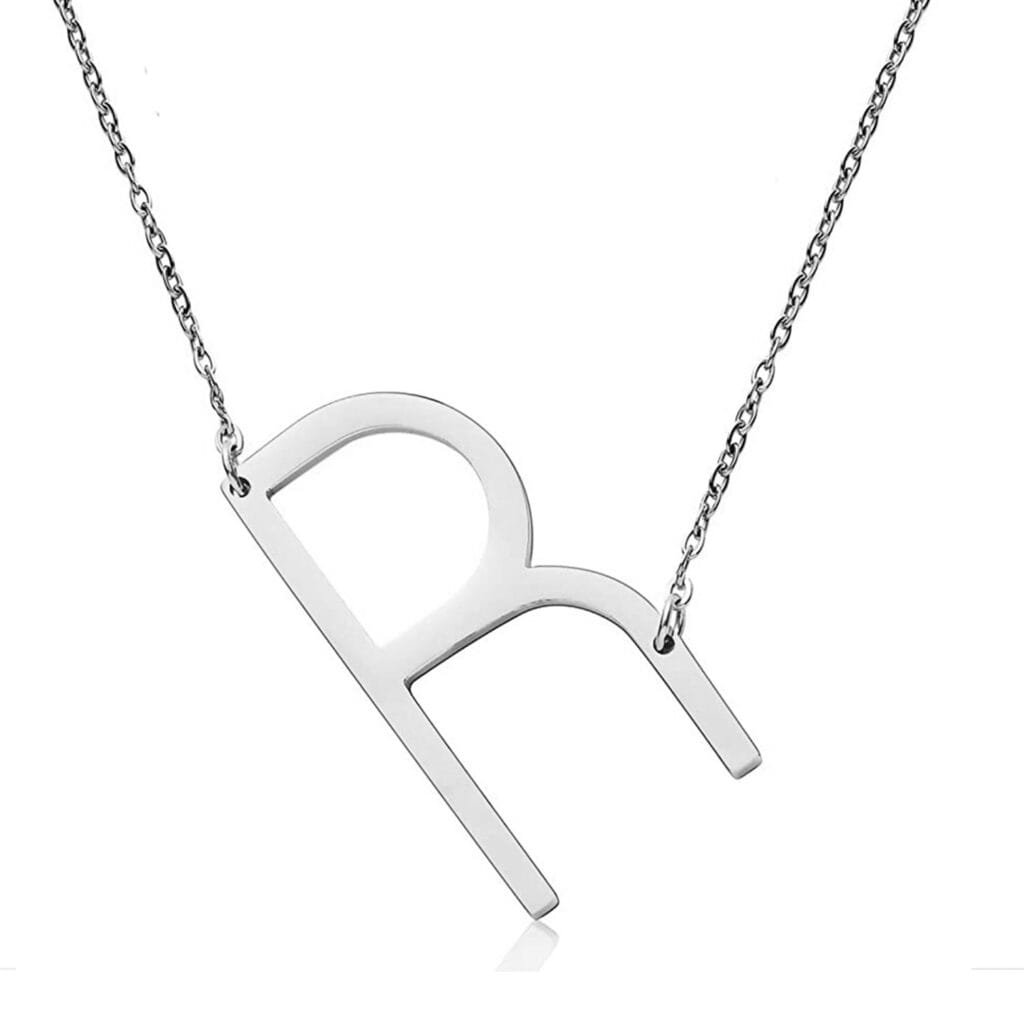 Silver Pendant R letter R pendant Diagonal Design with Chain Silver Handmade ...
