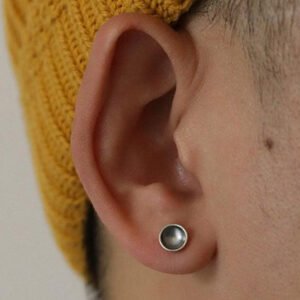 mens silver ear studs