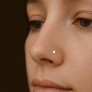 pierced silver nose pin