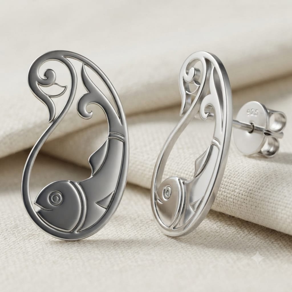 Studs for Women 925 Sterling Silver Heritage Paisley Earrings - Image 2