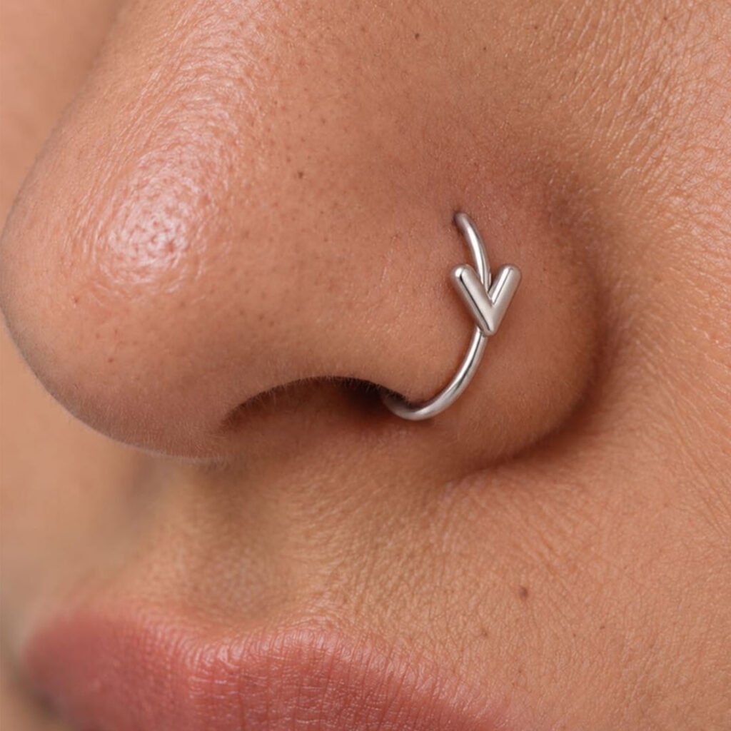 silver nose piercing